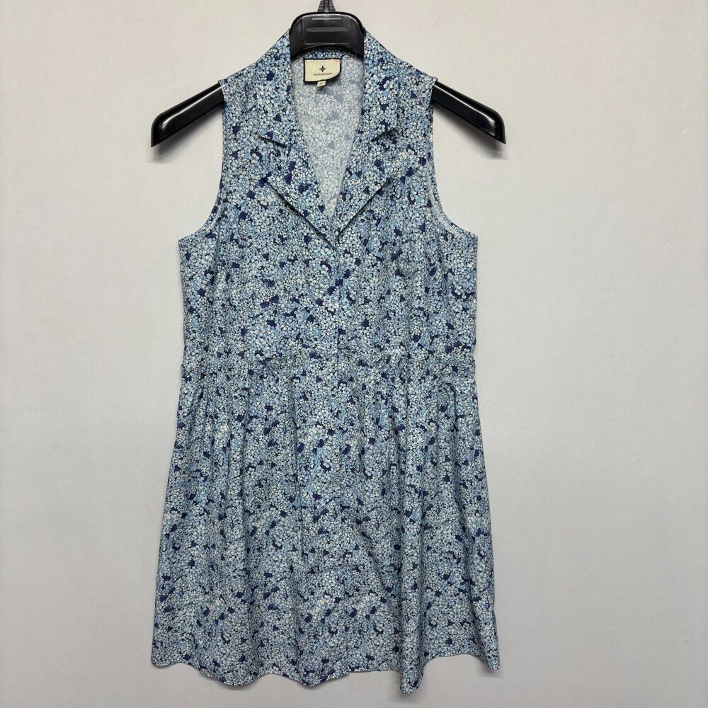 Tuckernuck Royal Shirt Dress Blue Hydrangea Floral Dress Size Medium C135 -30